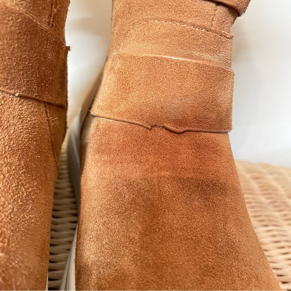 J Slides Nelly Water Resistant Suede Leather Boot Faux Fur Lined Tan size 9.5 - Picture 8 of 11
